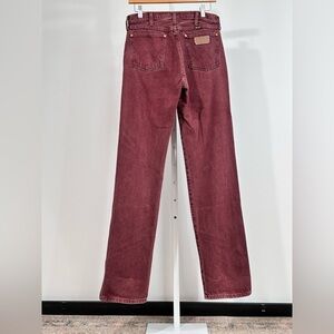 90’s Wrangler Vintage Burgundy Denim Jeans High Rise Straight Leg, USA 29x33